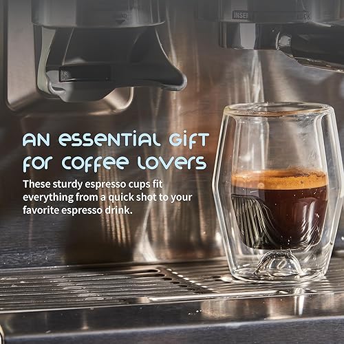 Miniatura 7 de To-Go Espresso Cup (Iced Blue) Taza de viaje de café expreso, vaso de 4 onzas, doble pared de vidrio, tamaño pequeño de vasos Cortado, taza de viaje