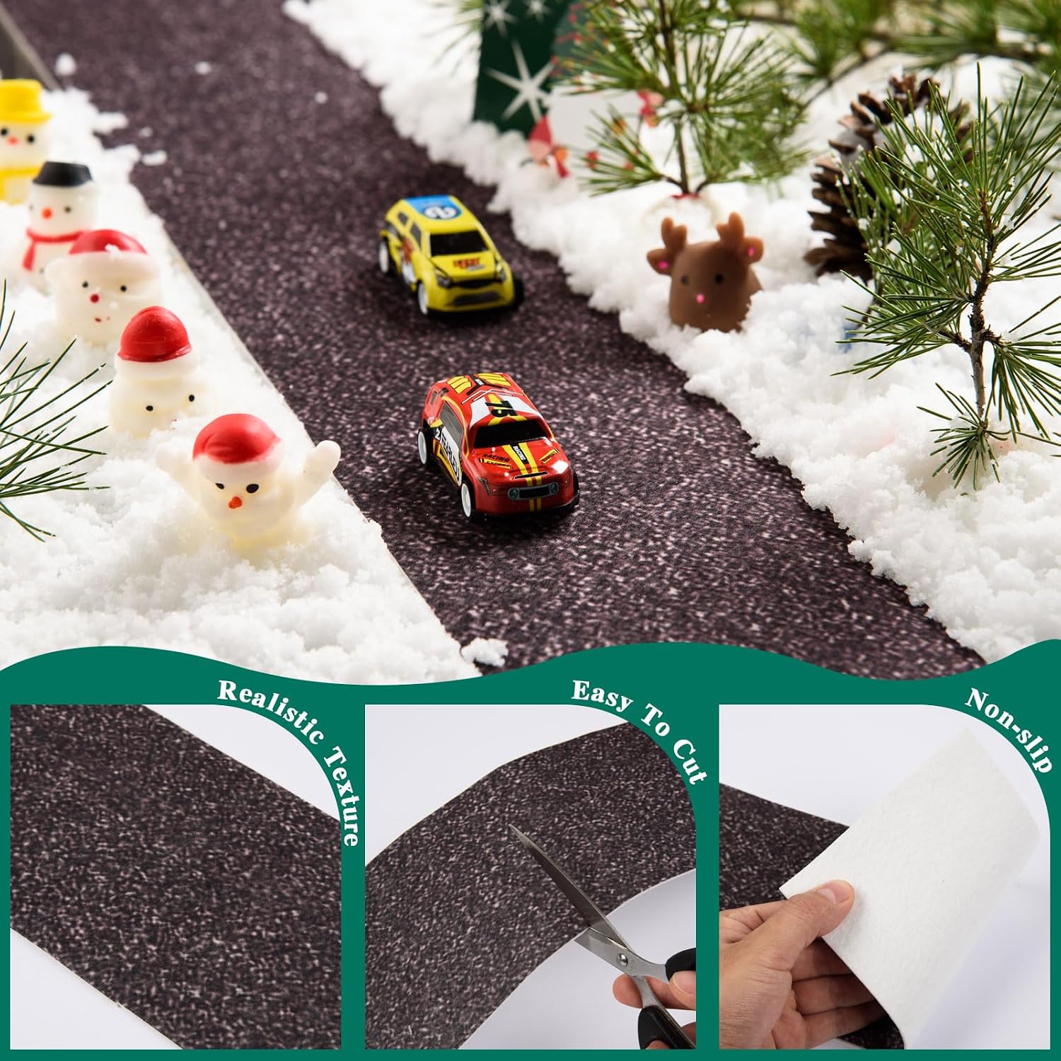 Christmas Village Accessories Christmas Village Street Mat Village Brick Road Decorations Snow Road Mat for Miniature Christmas Village Landscape Home Garden 4.7 x 78.74 Inch (Classic Road Style)