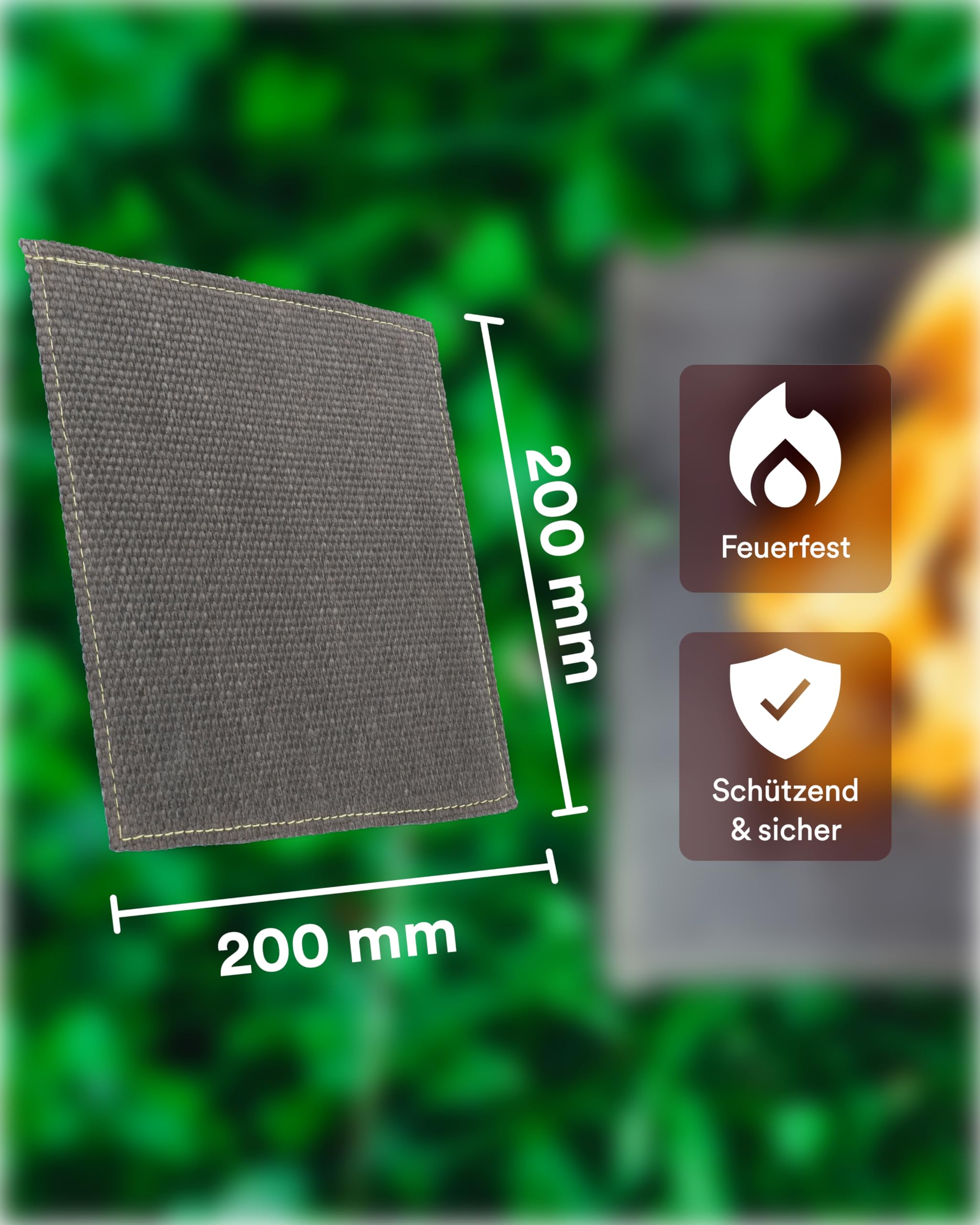 WIKA FlexProtect Feuerschutzmatte, hochtemperaturbeständig (900 °C dauerhaft/1.150 °C kurzzeitig) und Nicht brennbare Lötmatte aus mechanisch belastbarem Gewebe, Feuerfeste Unterlage, Outdoor/Indoor