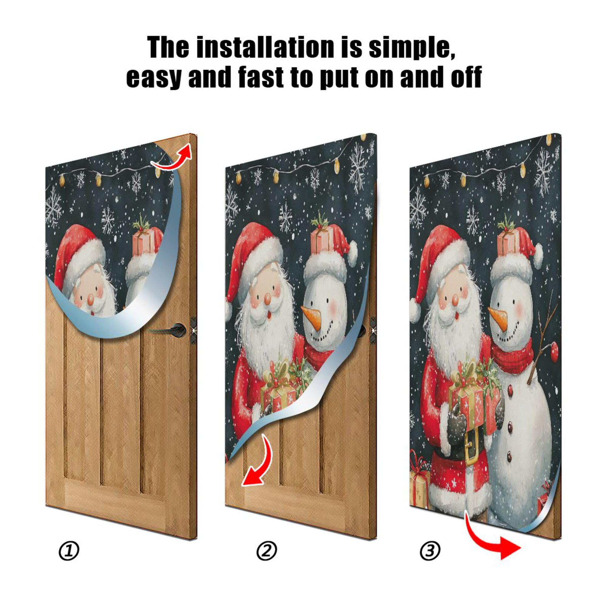 SEHANY Christmas Santa Door Cover Outdoor Decor, High Stretch Fabric Christmas Front Door Cover Christmas Banner Door Cover for Front Door Festive Party Home Decor 36 * 98inch