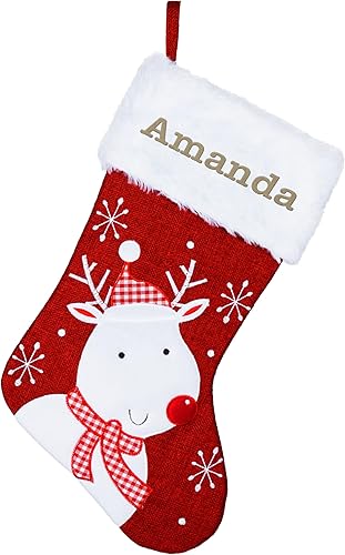 Brd Gifts Medias de Navidad personalizadas con nombre, 7 diseños, 6 fuentes, medias familiares personalizadas para Navidad