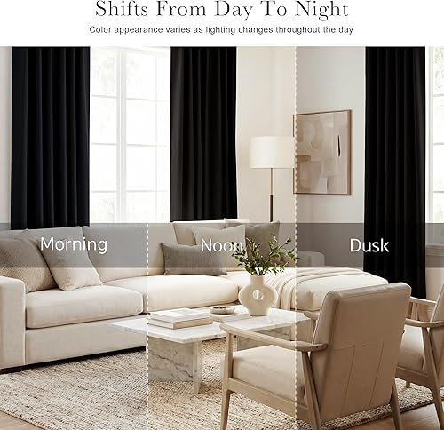 Miniatura 7 de PONY DANCE Cortinas opacas para habitación infantil - Juego de paneles de cortina con aislamiento térmico, cortina con pestaña oculta/bolsillo para