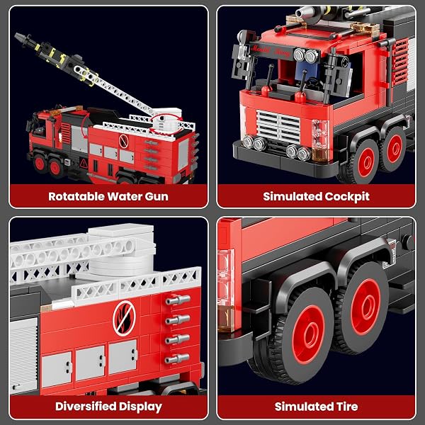 Mould King 24094 Feuerwehr-Rettungsfahrzeug Modell Baustein, Kreative Technik LKW Klemmbausteine Set Auto Modell Block, Geeignet für 8+ Kinder/Erwachsene/Sammler (752 Stücke) - 3