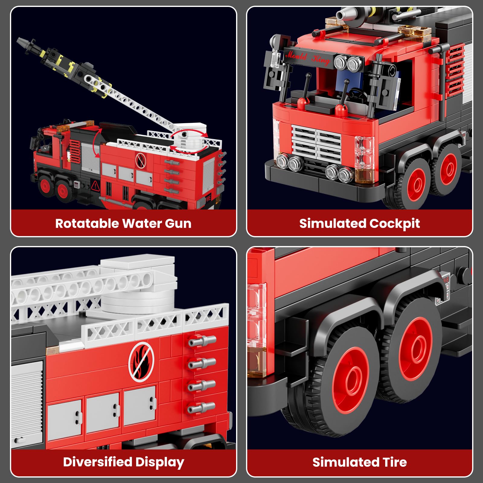 Mould King 24094 Feuerwehr-Rettungsfahrzeug Modell Baustein, Kreative Technik LKW Klemmbausteine Set Auto Modell Block, Geeignet für 8+ Kinder/Erwachsene/Sammler (752 Stücke) - 3