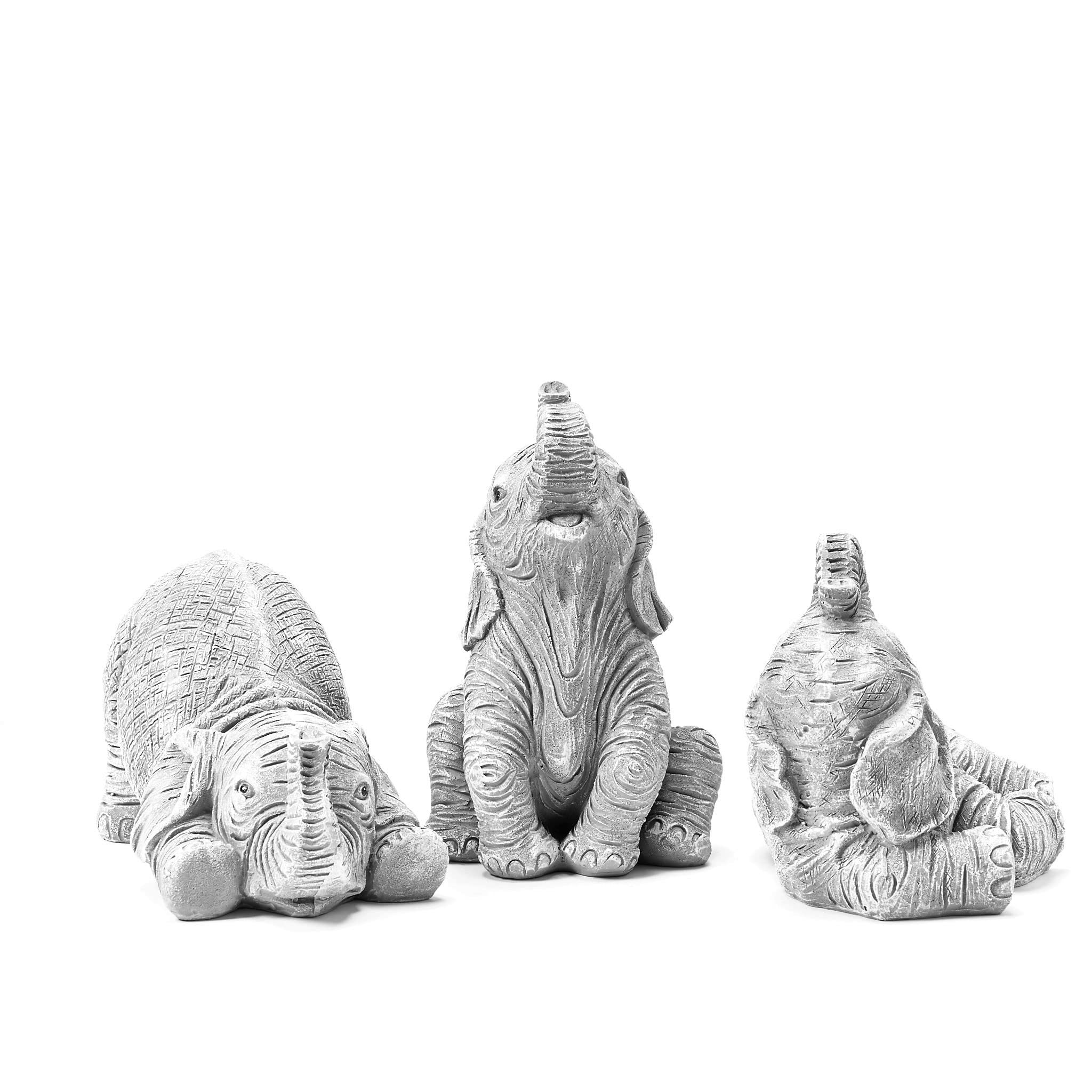 HH Home Hut GARDEN ORNAMENTS LAUGHING ELEPHANTS DECORATIVE OUTDOOR INDOOR