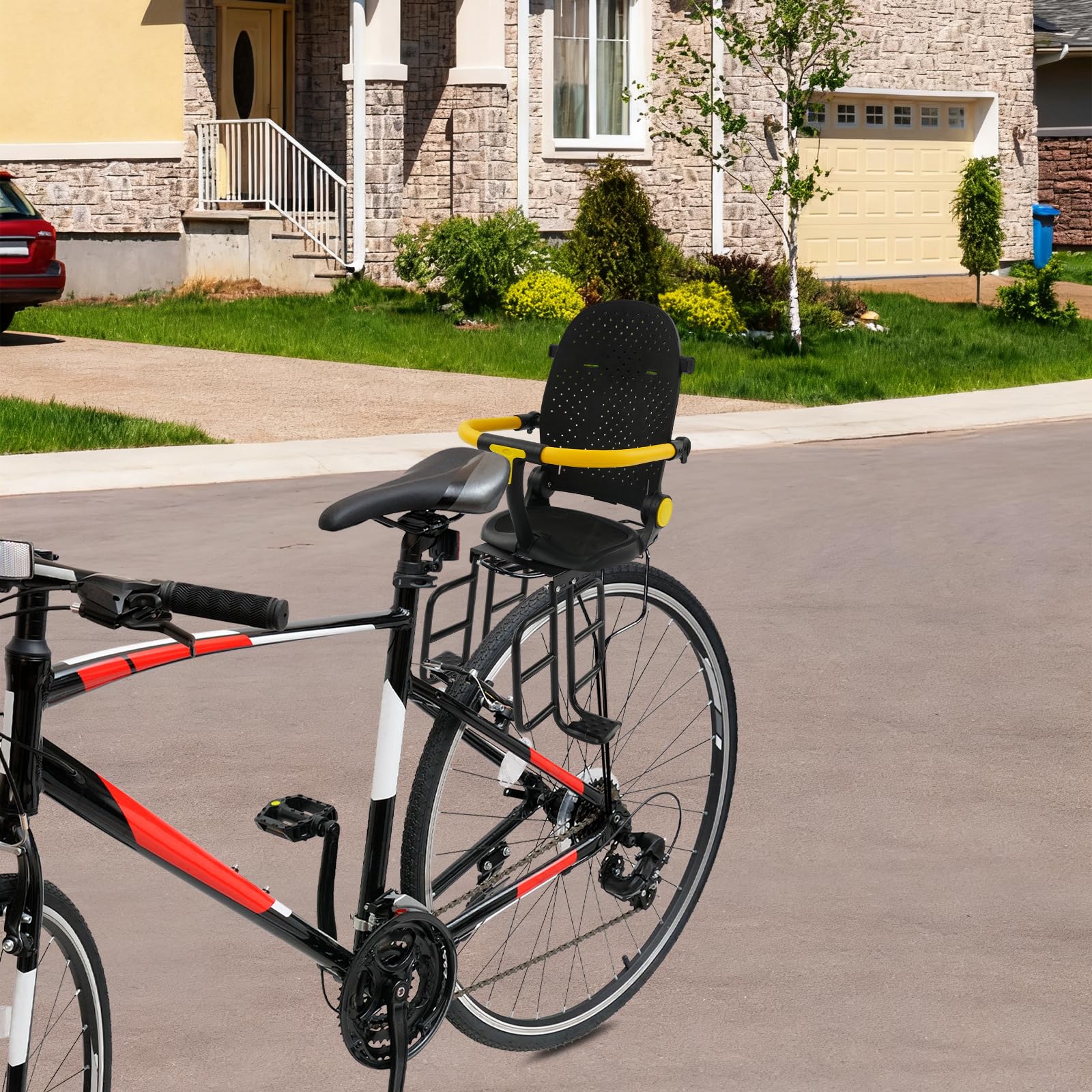 Asiento infantil plegable para bicicleta, montaje trasero, asiento de bicicleta con pedales y barra de seguridad, para bicicletas de ciudad y otras bicicletas con asiento trasero, soporta