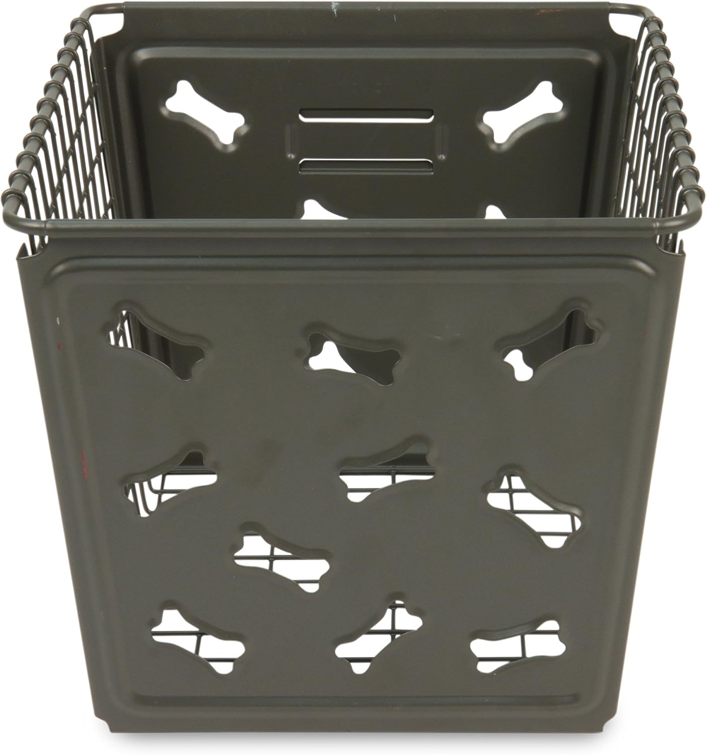 Spectrum Diversified Macklin Basket Steel Storage Bin Bone Design, Pet Accessory Organizer with Rust-Resistant Finish, Dog Toy Organization & Storage, Medium, Industrial Gray