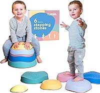TUMLE Stepping Stones for Toddlers 1-3: 6pc Non-Slip Balance Stones Boost Motor Skills, Indoor Outdoor Obstacle Course Toy