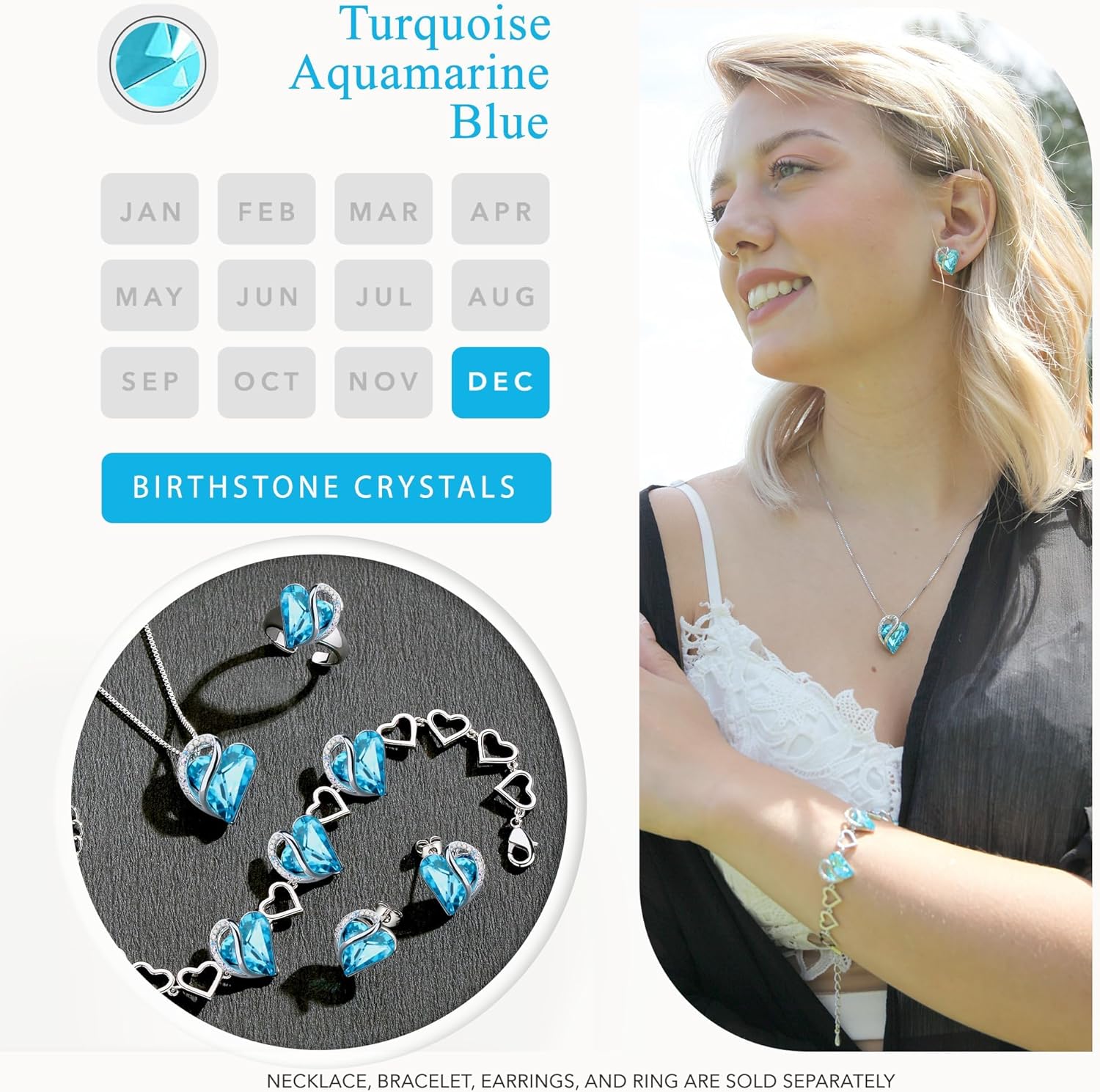 Leafael Infinity love Heart Birthstone Stud Earrings for Women, Valentine's Day Gifts for Mom, Wife, and Her, Silver Plated Birthday Jewelry - Image 4