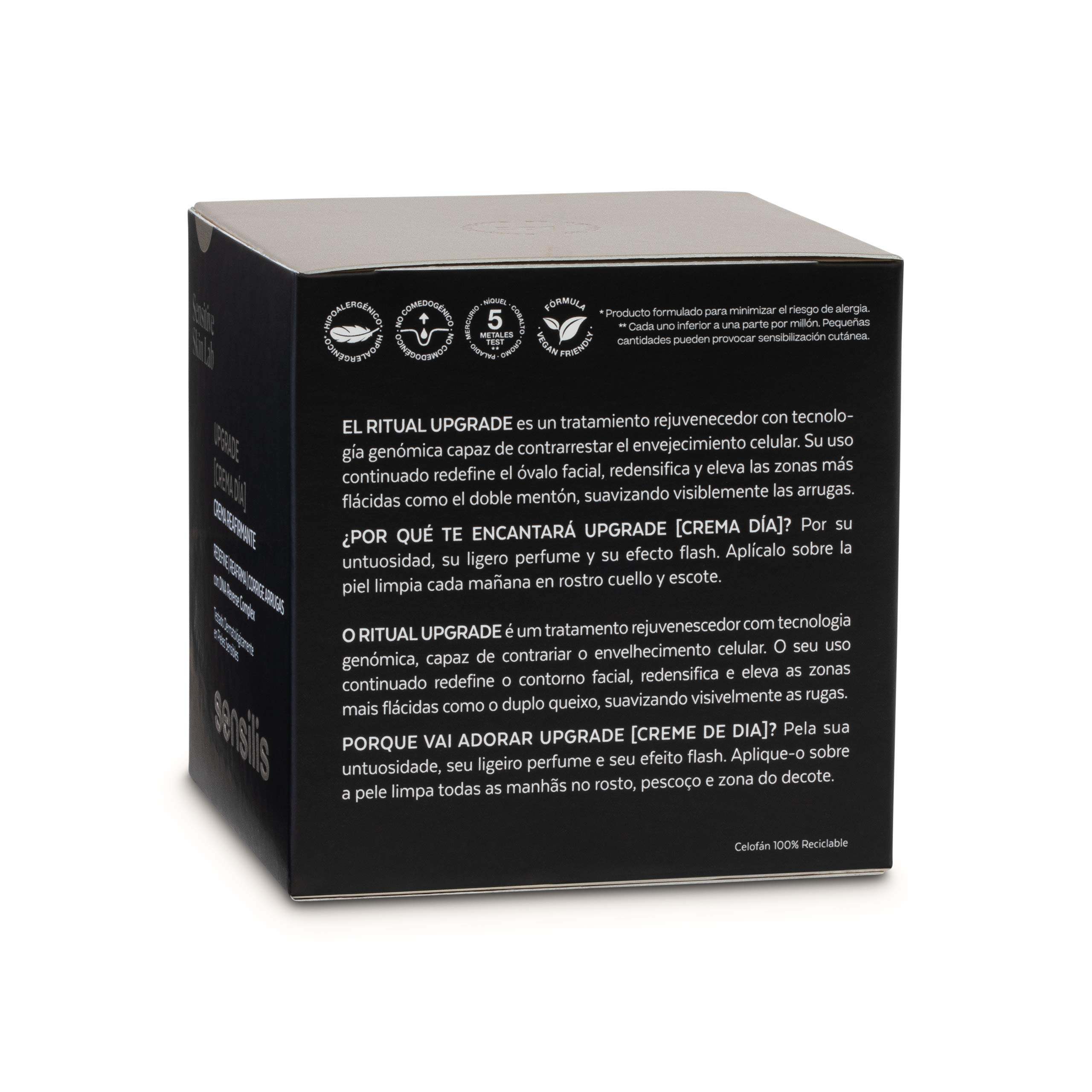 Sensilis - Upgrade Crema Día Reafirmante, Inmediato Duradero Piel Seca y Sensible, Reduce Arrugas, Hidrata y Redensifica - 50 ml