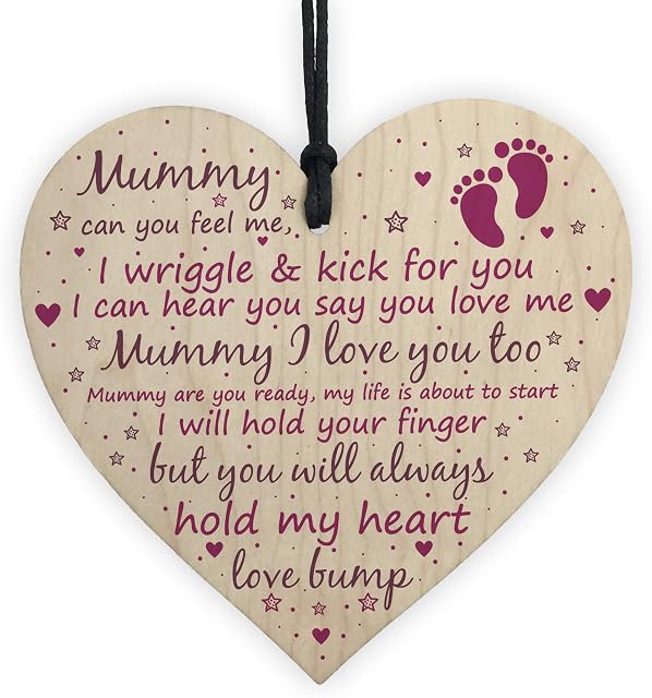 RED OCEAN Mummy To Be Handmade Wooden Hanging Heart Keepsake Newborn Baby Mum Gift