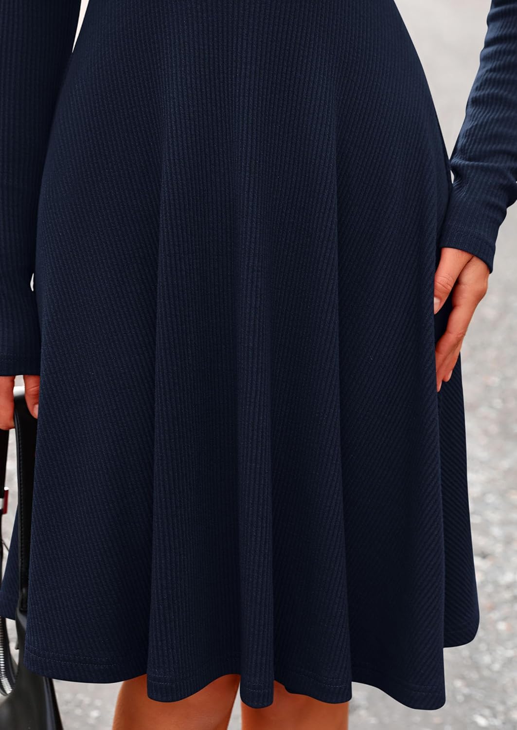 PRETTYGARDEN Women's Fall Short Dress Ribbed Knit Crewneck Long Sleeve A Line Flowy Casual Elegant Going Out Winter Dresses - Image 6