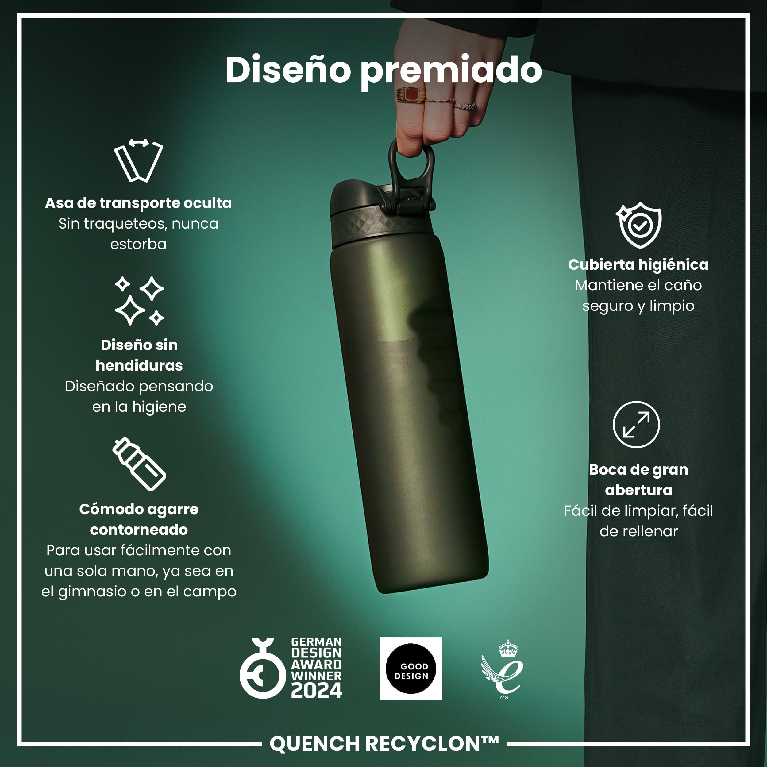 ion8 Botellas de Agua, a Prueba de Fugas, Fácil de Abrir, Cierre Seguro, Apta para Lavavajillas, Libre de BPA, Tapa Higiénica Abatible, Asa de Transporte, Fácil Limpieza