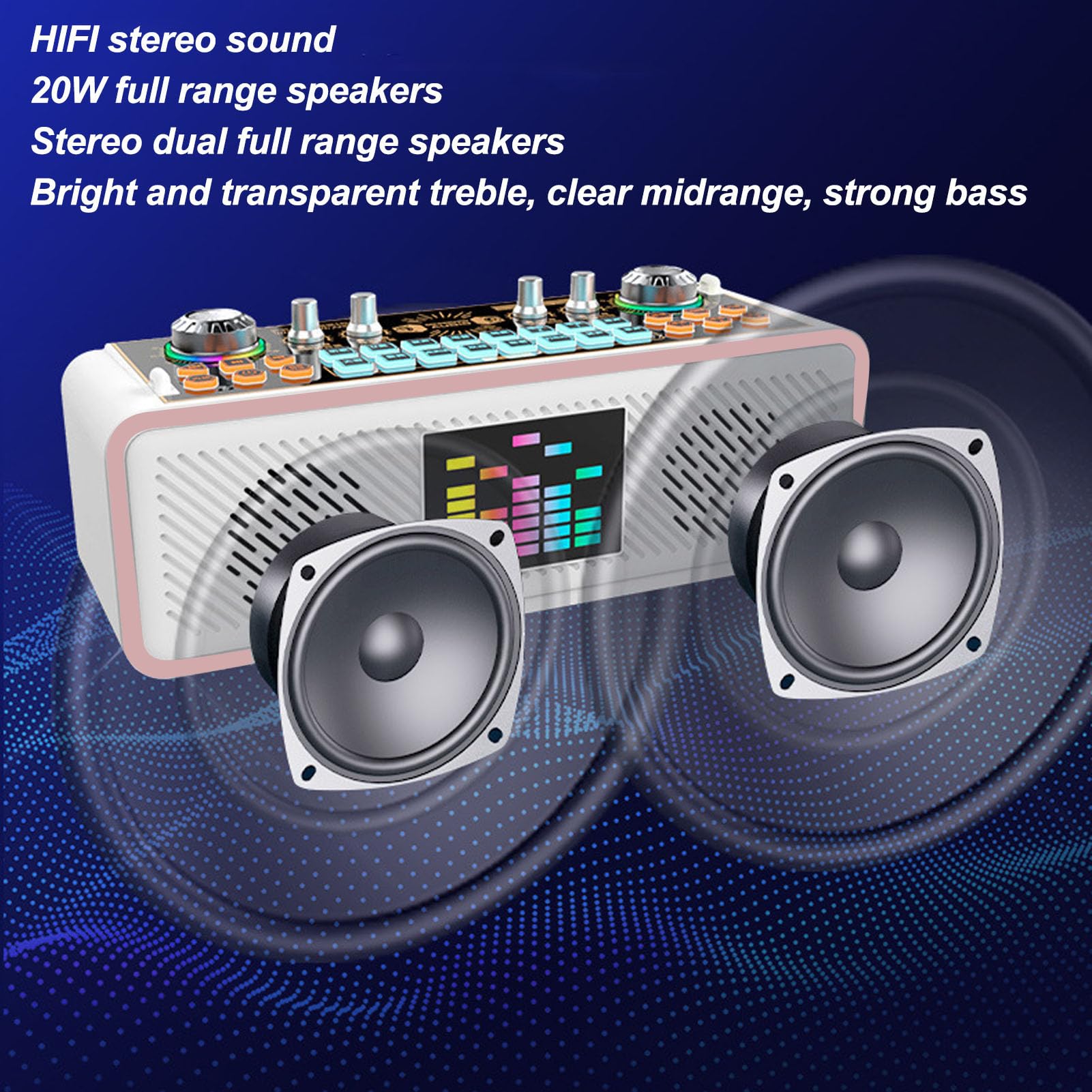 Yunir Pacchetto Attrezzatura Podcast, Kit Scheda Audio Karaoke Ricarica Tipo C, Altoparlante Bluetooth, Microfono Podcast per Wireless con Scheda Mixer Audio per Telefono PC1, per