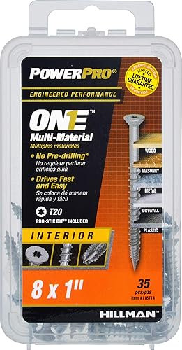 Miniatura 6 de Power Pro Premium One - Tornillos de cabeza plana multimaterial, acero chapado en zinc, fijación en madera, metal, hormigón, paneles de yeso y