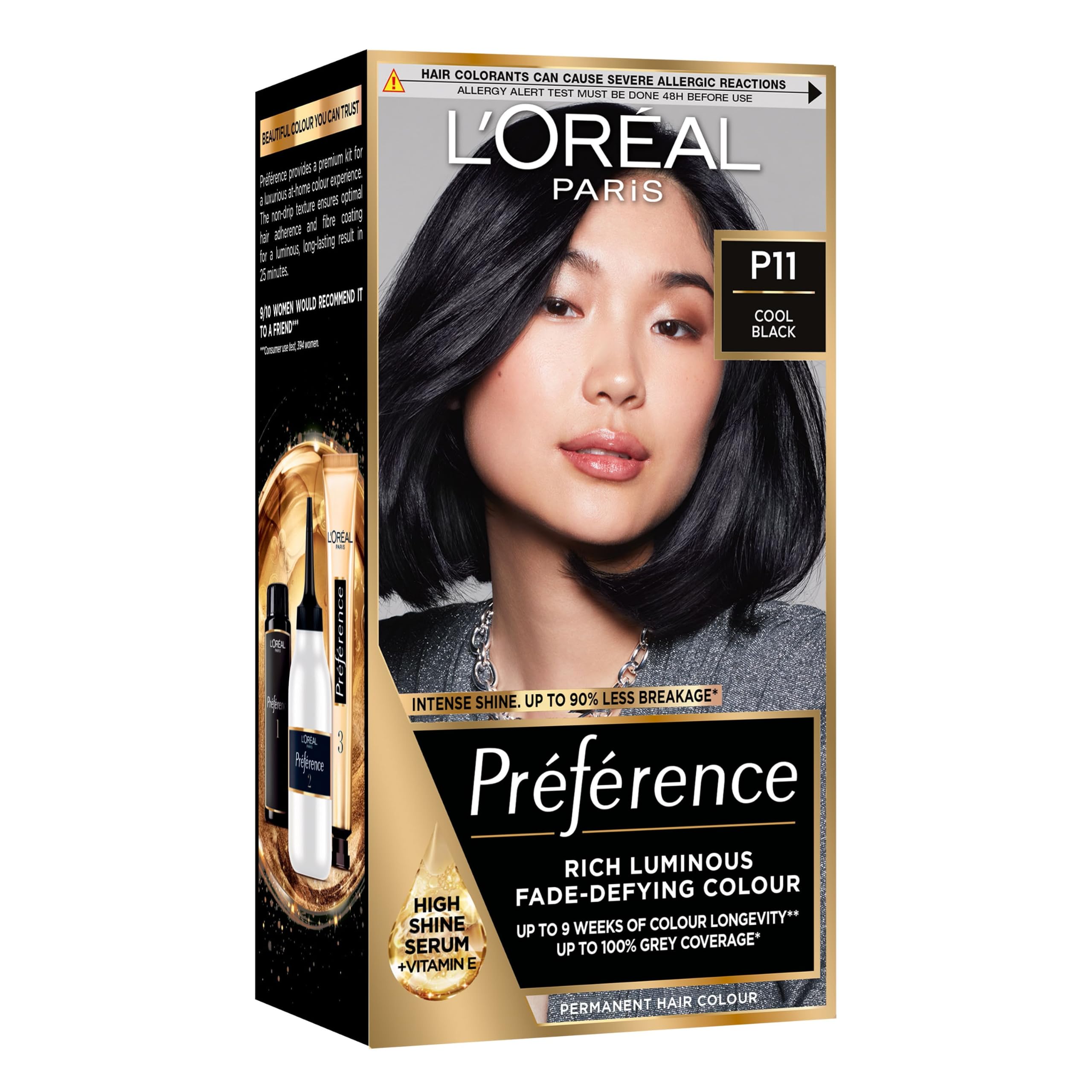 LâOrã©Al Paris L'oreal Preference Long Lasting Permanent Hair Colour, P11 Cool Black