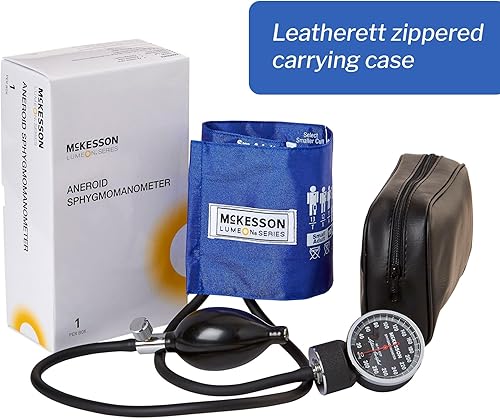 Miniatura 5 de McKesson Esfigmomanómetro aneroide – Monitor manual de presión arterial con estuche de transporte, puño 7.5-10.6 in, azul real, 1 unidad