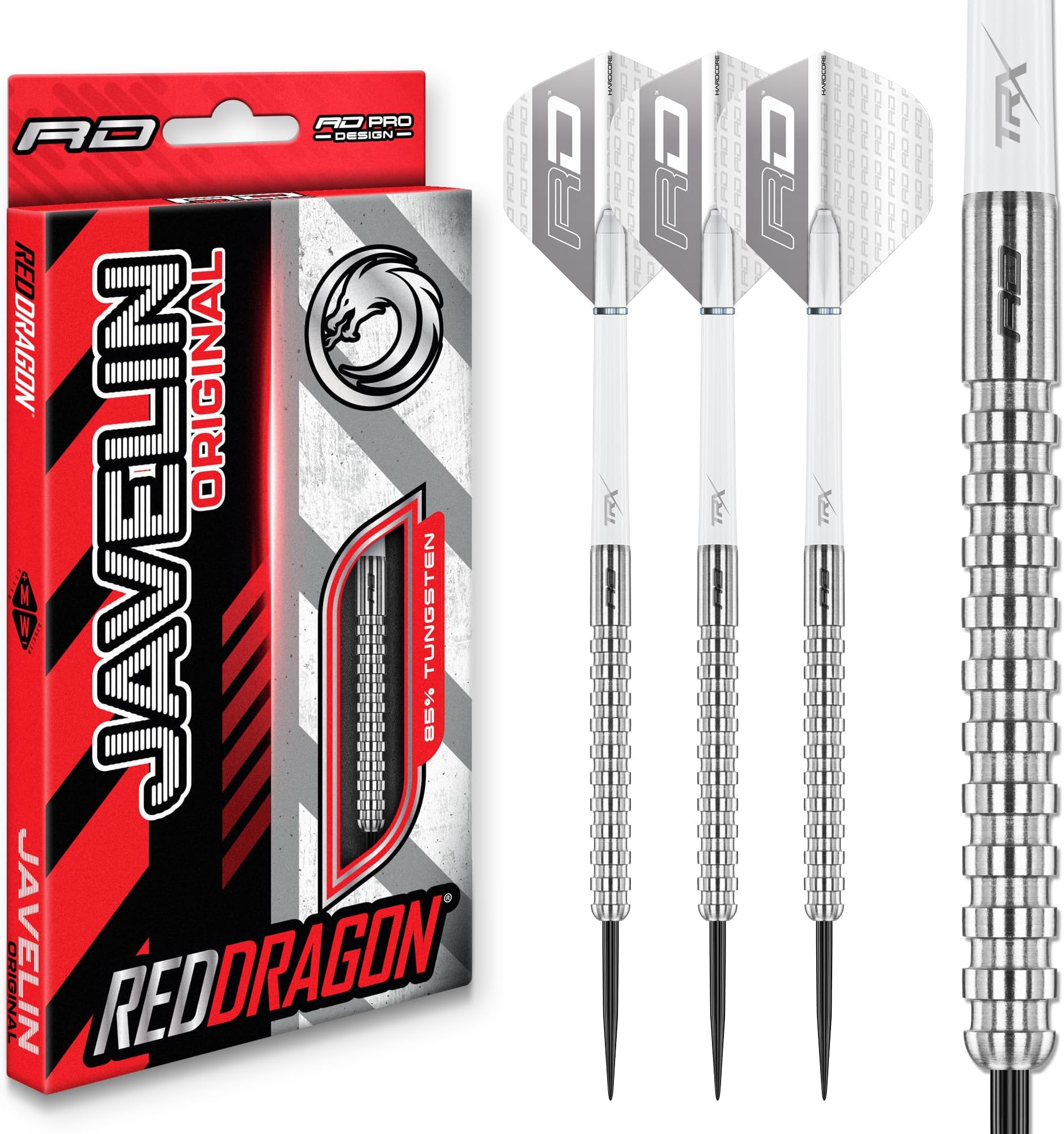 Javelin Original Tungsten Darts Set with Dart Flights and Dart Shafts (Stems) - Available in 20g, 22g, 24g, 26g