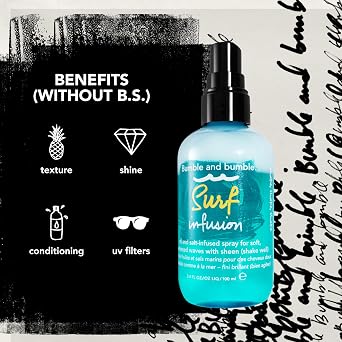 Bumble and bumble. Surf Infusion Oil and Sea Salt Spray | Conditioning | Adds Beachy Texture + Shine | For Medium to Thick Wavy, Straight Hair Types 3.4 Fl Oz