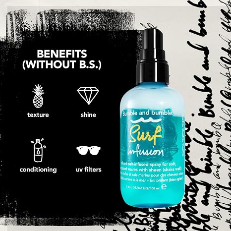 Bumble and bumble. Surf Infusion Oil and Sea Salt Spray | Conditioning | Adds Beachy Texture + Shine | For Medium to Thick Wavy, Straight Hair Types 3.4 Fl Oz