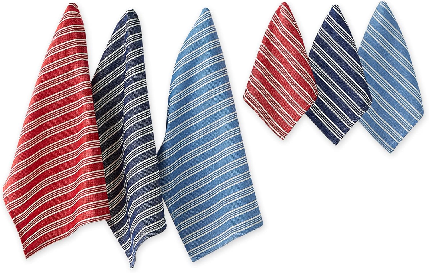 DII Heavy Duty Kitchen Cleaning Collection, Long-Lasting Quality, Cotton Dish Towel, 18x28; Dish Cloth, 13x13, Starboard Stripe, 2 Piece