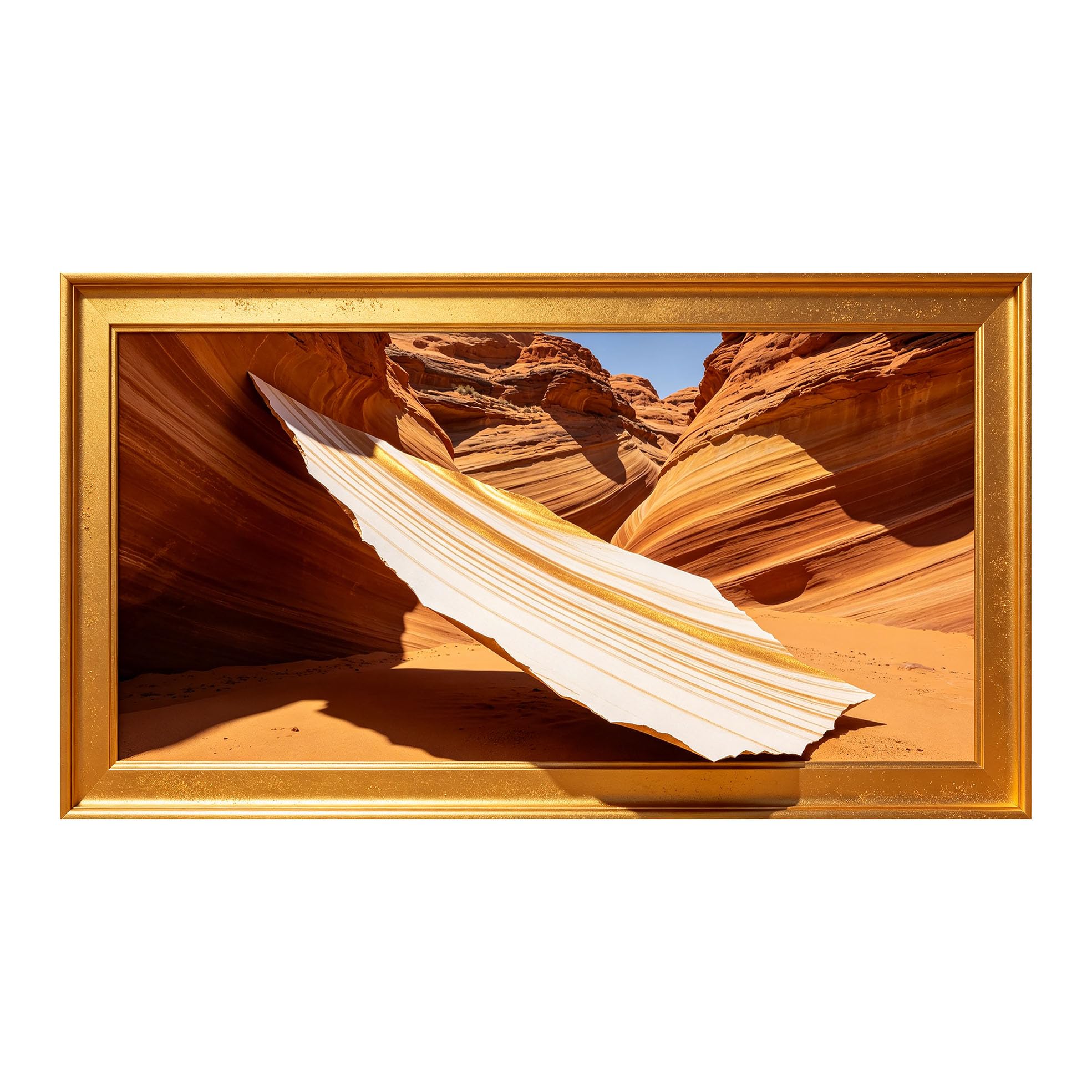 Yzpallescene 3D Framed Wall Art 50cm×100cm Desert Canyon Rocks Southwestern Realistic Panoramic Large Size SelfAdhesive Removable Wall Decor Prints Artwork for Living Room Bedroom Office