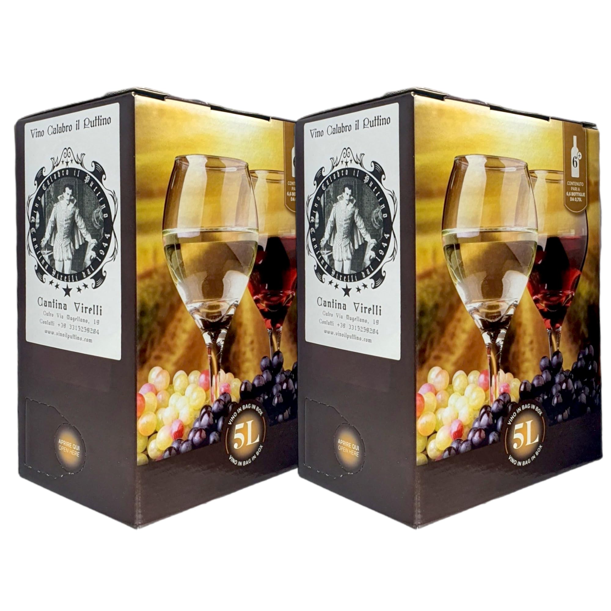 Vino Calabro il Puttino | Rosato Intenso | Botte del Contadino | Bag in Box da 5 litri | Cantina Virelli | Cutro | Non filtrato | Artigianale (10 litri)