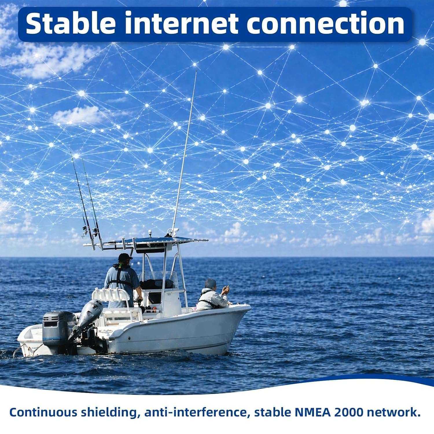 NMEA 2000 T Connector, N2K Tee Adapter with Marine-Grade Brass Locking Nuts, 5-Pin M12 Connector for Secure NMEA 2000 Network Connections, Compatible with Lowrance, Garmin, Simrad, B&G, and Navico