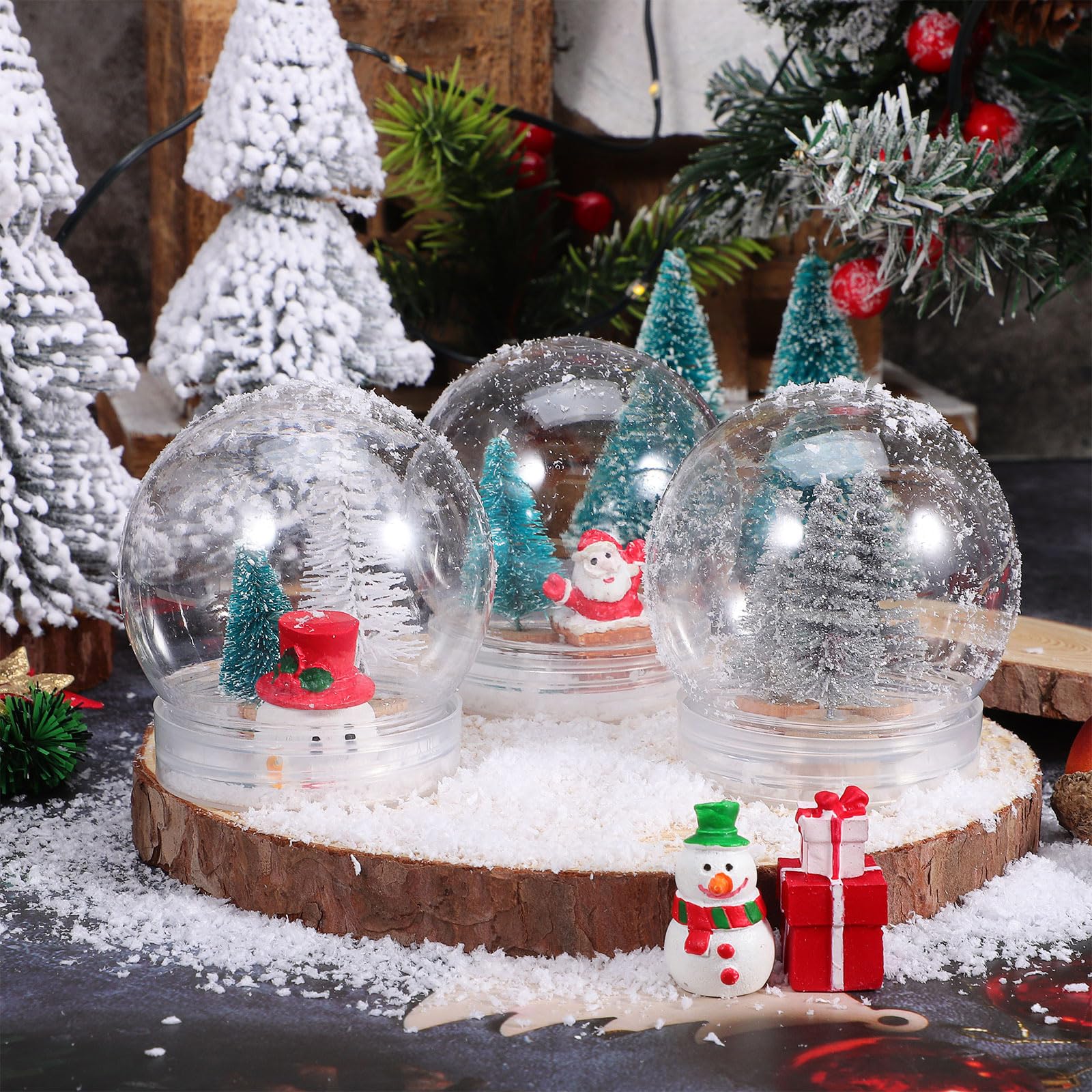 BESTOYARD 15 globos de nieve de plástico transparente vacíos con tapa de rosca para manualidades y personalización, decoración navideña del hogar de 4 pulgadas