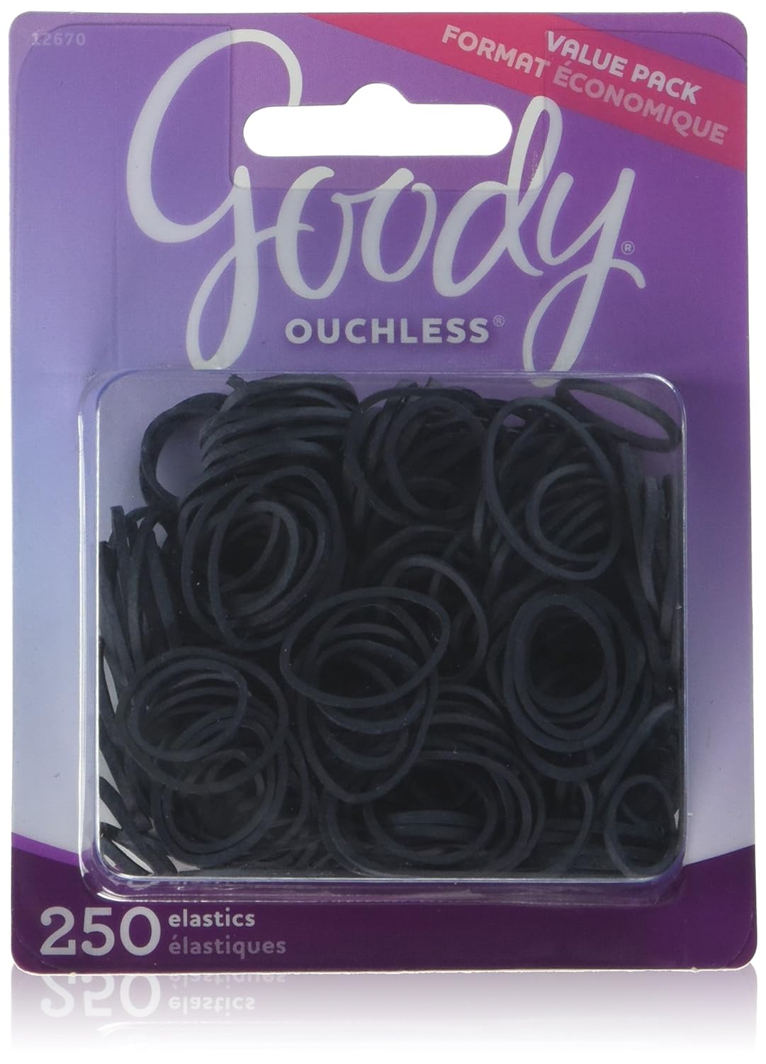 Goody Classics Rubberband, Black, 250-Count (Pack of 6)