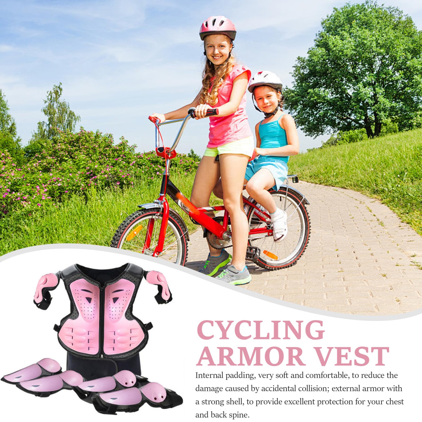 Equipo de Motocicleta para niños, Armadura Corporal Segura y Transpirable con Rodillera y codera, Conjunto de Equipo de protección para niños, niñas, Estilo 2 |.Conjunto Protector
