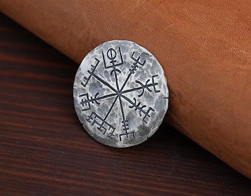 Miniatura 4 de Baldur Jewelry - Moneda protectora de plata de ley 925 con talismán para viajero nórdico vikingo, regalo de moneda Vegvisir - Moneda de brújula