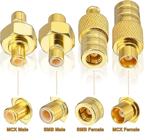 Miniatura 2 de MCX a SMB Kit de 4 adaptadores de antena de coche DBA, conectores adaptadores RF 4 tipos para radio aérea DAB+ Kenwood Alpine JVC Pioneer Clarion
