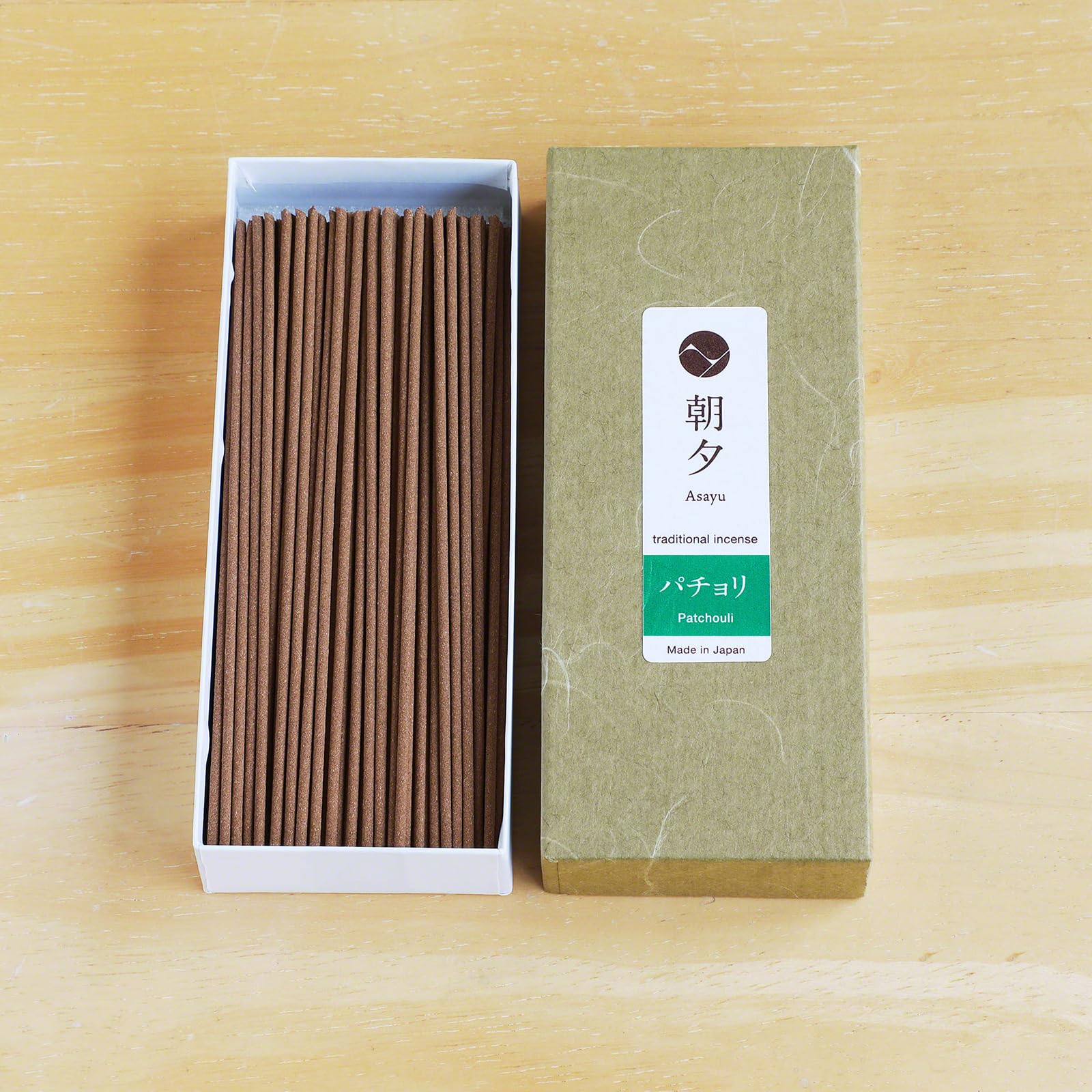 Asayu Japan Set Regalo Bastoncini al Patchouli e Portaincenso in Ceramica con Supporto in Ottone - Bastoncini di Incenso di Basso Fumo + Portaincenso Mini Aquamarina Gift Set