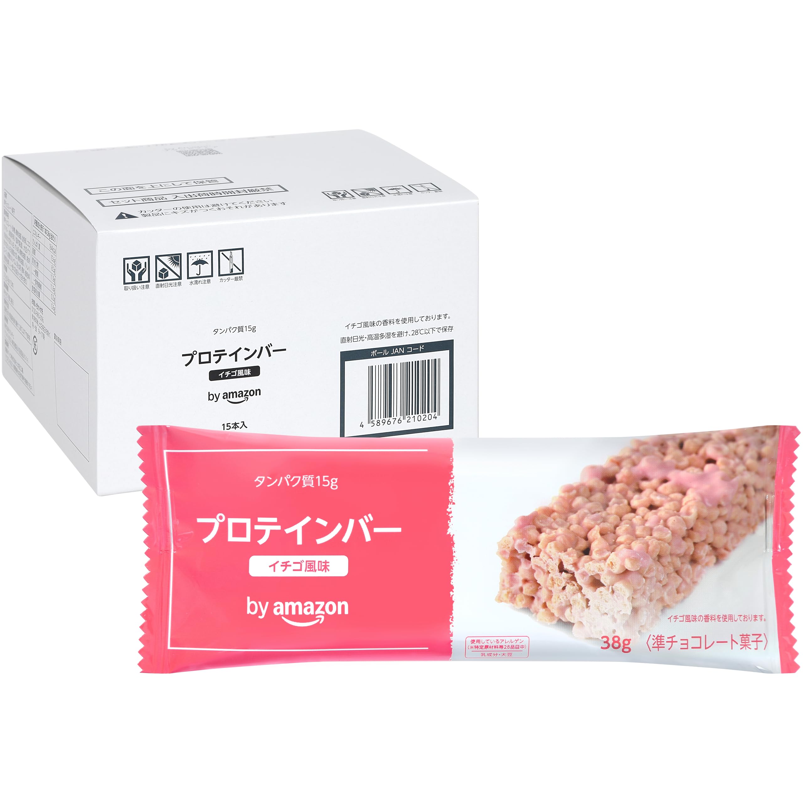 by Amazon プロテインバー イチゴ風味 15本入り