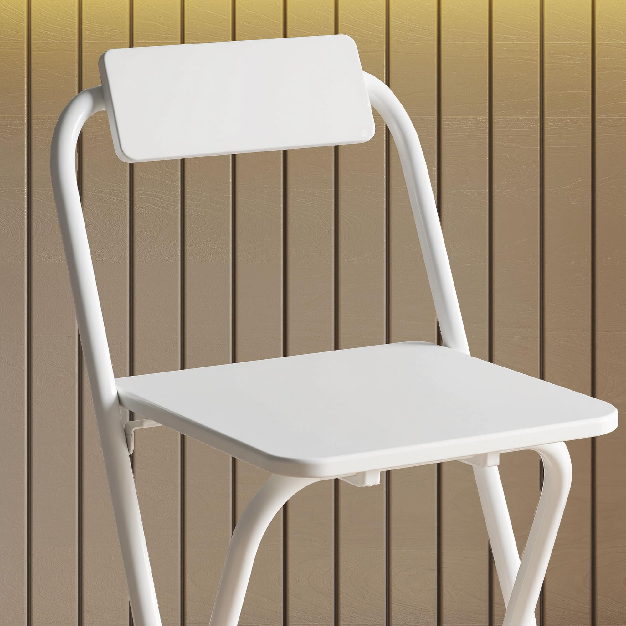 HOMCOM Juego de 2 Taburetes de Bar Plegables Taburetes Altos de Cocina con Respaldo Reposapiés y Marco de Acero para Comedor Mostrador Blanco