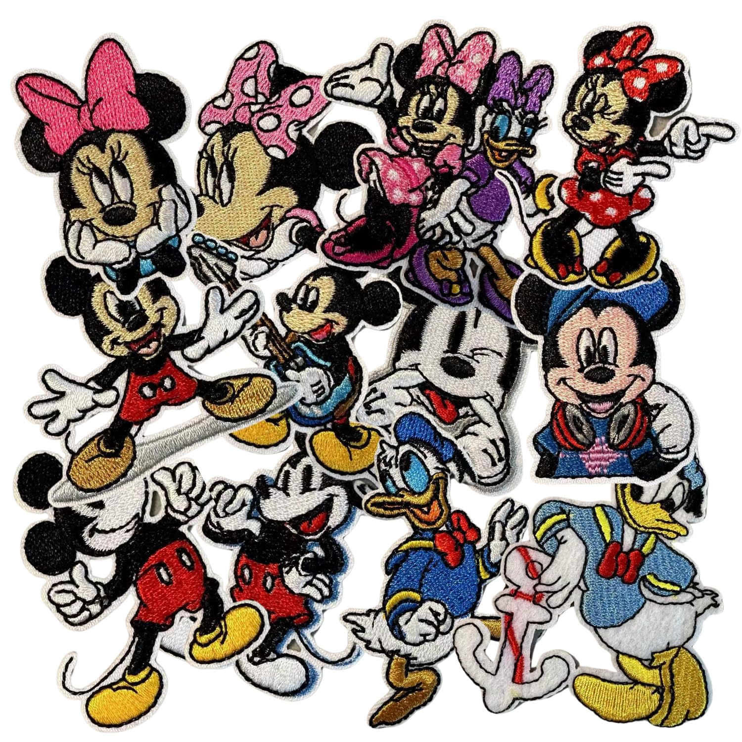 Photo 1 of 12pcs Cute Mouse Embroidery Patches Iron on/Sew on Anime Applique Embroidered Repair Patch Fashion Accessories Collection Gifts for Clothing Jacket Jeans Backpack Hat Vests