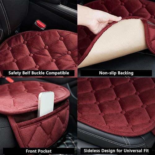 Miniatura 3 de GCARTOUR Paquete de 2 cojines para asiento de automóvil, parte inferior de goma antideslizante con bolsa de almacenamiento, espuma viscoelástica