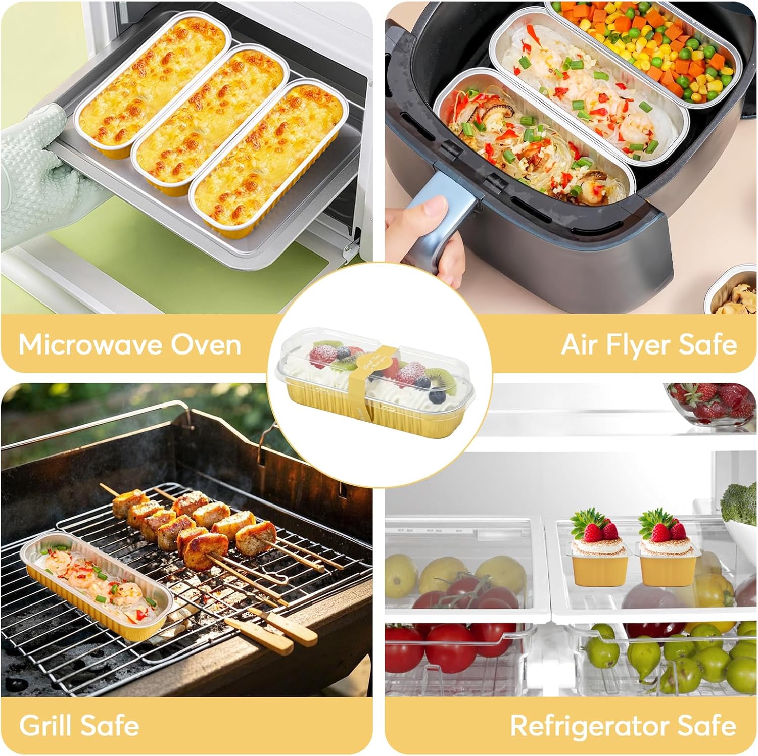 Ruckae 100 Pack Mini Loaf Pans with Lids and Spoons Disposable Aluminum Tin Foil Pans Rectangle Mini Loaf Cake Pan for Baking,Party,Picnics,Gifts (Gold) - Image 5