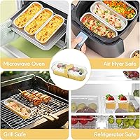 Vista 5 de Ruckae - 100 unidades de minimoldes para pan con tapas y cucharas, moldes desechables de aluminio con papel de aluminio, moldes rectangulares