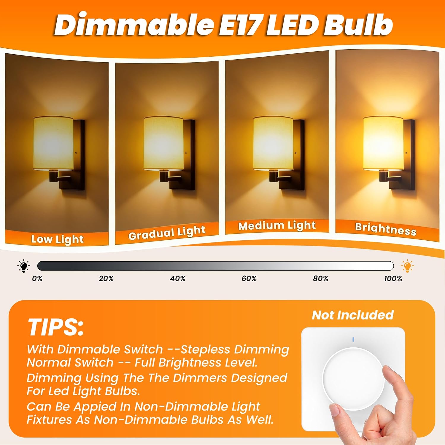 Akynite E17 Microwave Light Bulb Under Hood Dimmable, 3W 120V, 3000K