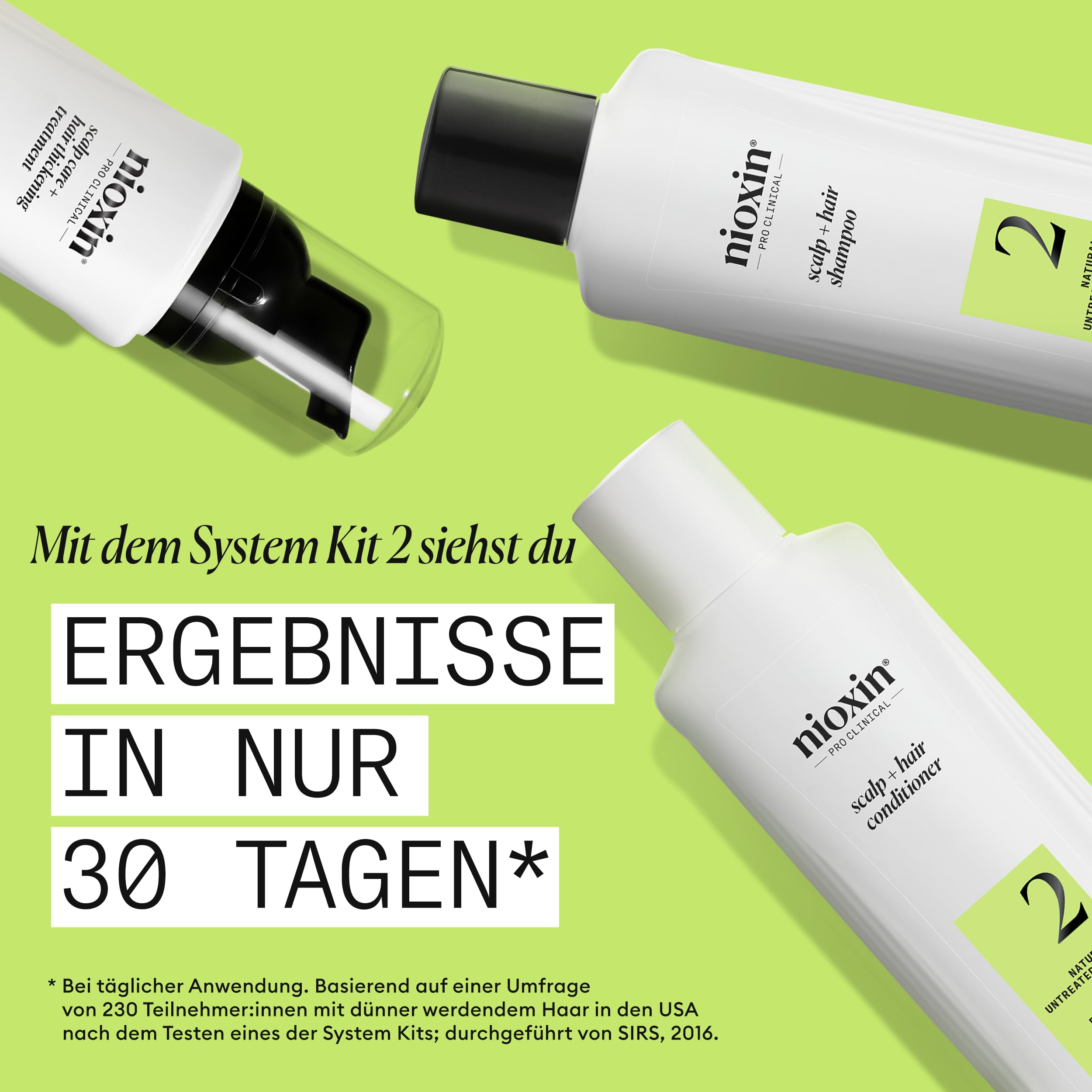 Nioxin Scalp + Hair Kit System 2 - Haarpflege für naturbelassenes, sichtbar dünner werdendes Haar - Shampoo, Conditioner & Scalp Treatment