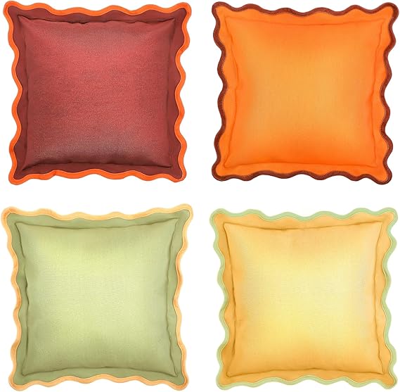 Mixweer Set of 4 Scalloped Throw Pillow Covers 18 x 18 Inch