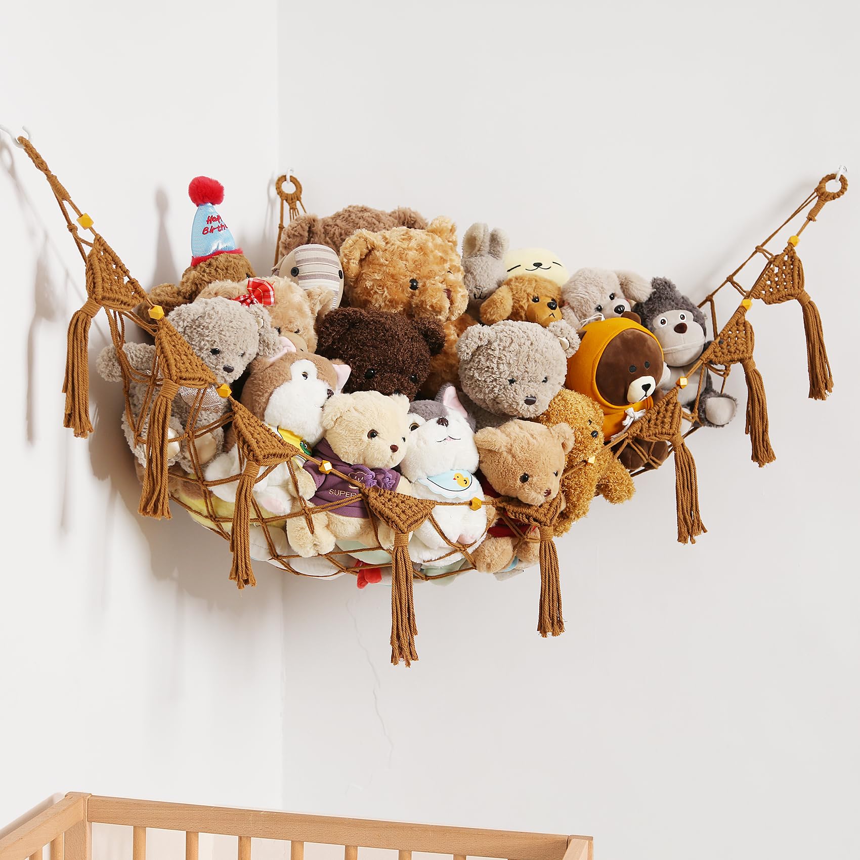 Kuscheltier Aufbewahrung Hngematte Gro XXL - Boho Makramee Stofftier  Organizer Fr Kinderzimmer Hngende Kuscheltier Hngematte