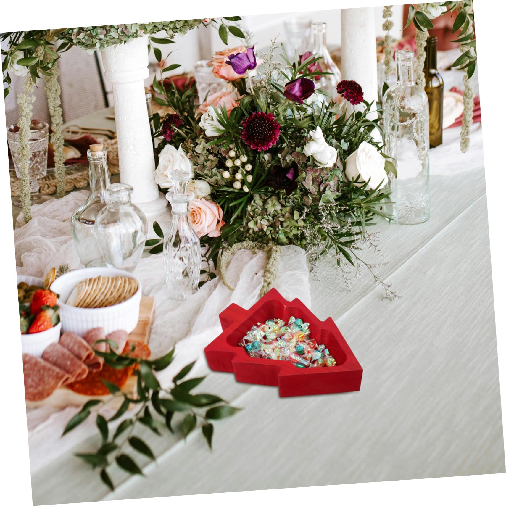 Bandeja para Aperitivos con Forma de Árbol de Navidad Plato para Secos Snacks y Postres Bandeja Decorativa para Fiestas y Hogar