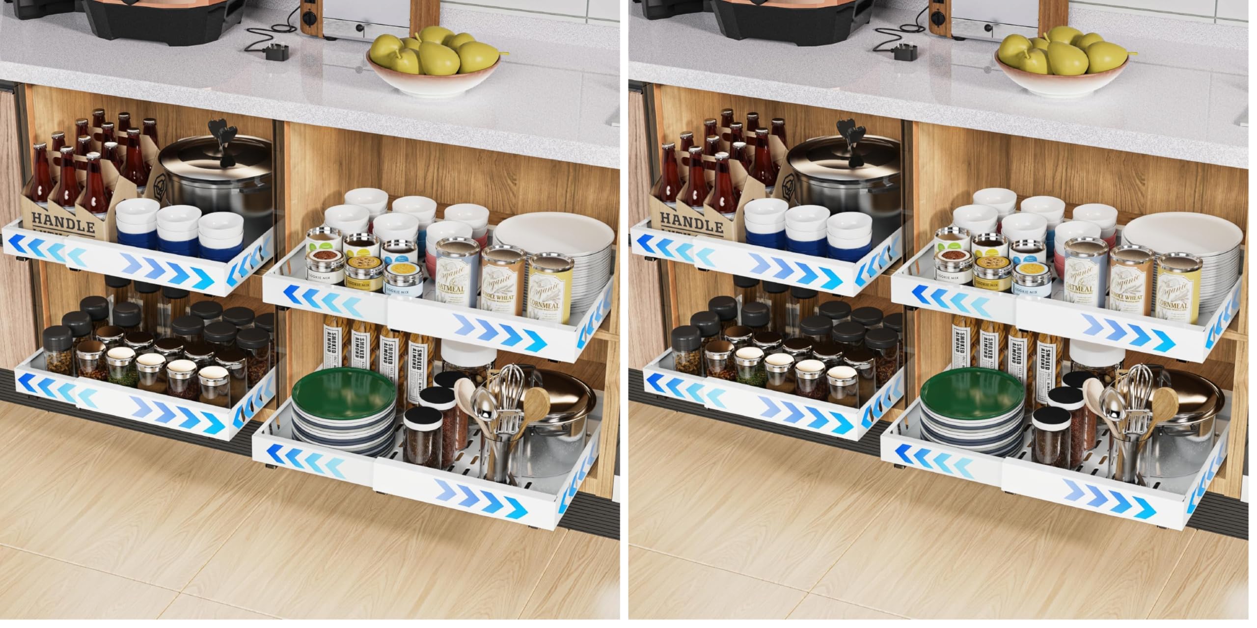 Étagère coulissante pour l'organisation de la cuisine, range-épices extensible iHomara