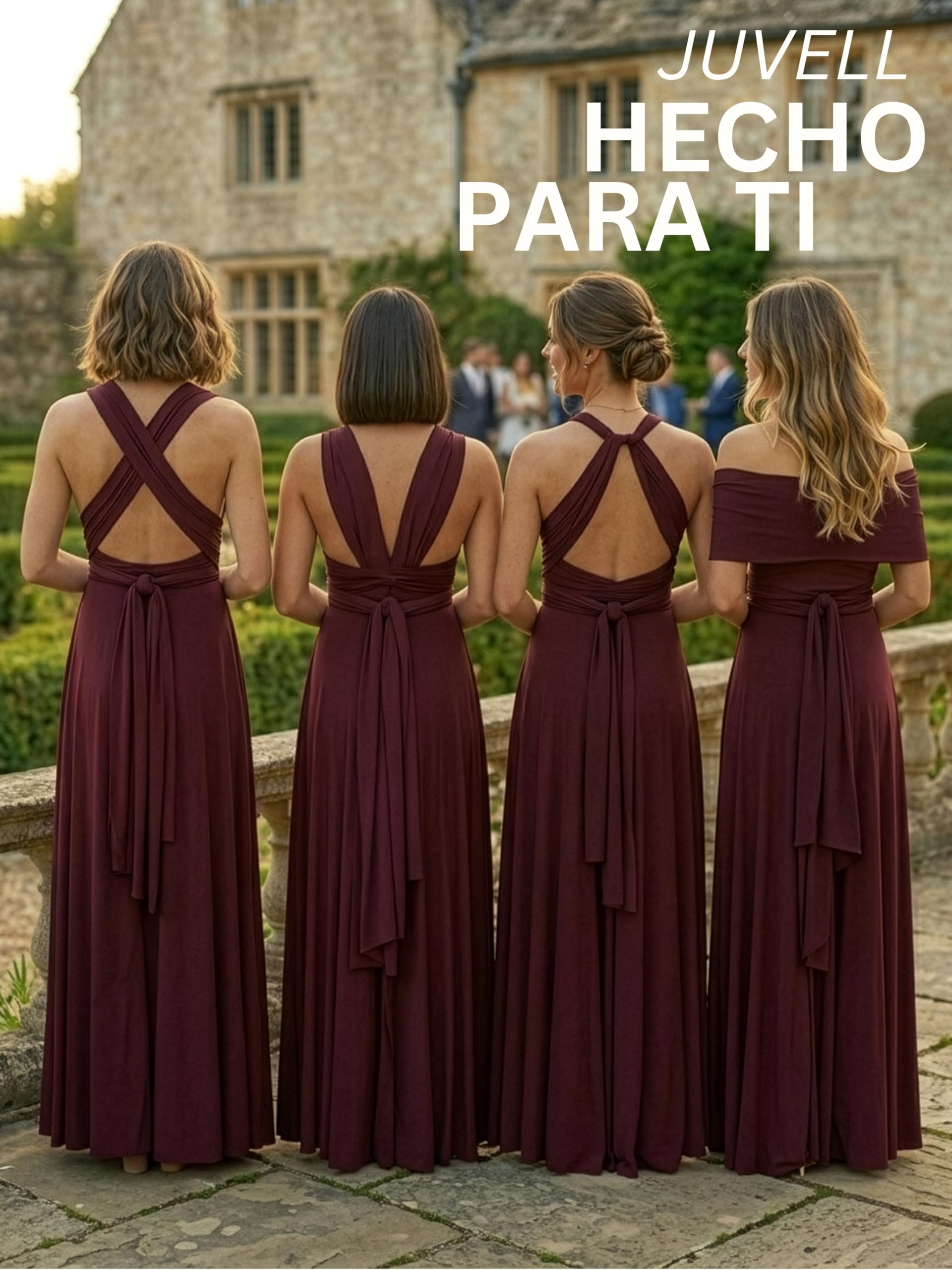 Juvell Vestido de Dama de Honor Largo Infinity Dress Maxi para Boda - 1000 | Vestido cruzado multiuso, elegante y festivo, para bodas, bailes de fin de curso y damas de honor