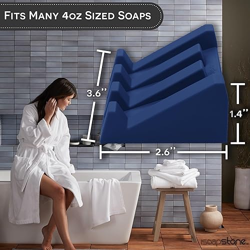 Miniatura 4 de Jabonera de silicona (pendiente de patente de EE. UU.), soporte para jabón autodrenante para ducha, lavabo de baño, bandeja de jabón de secado con