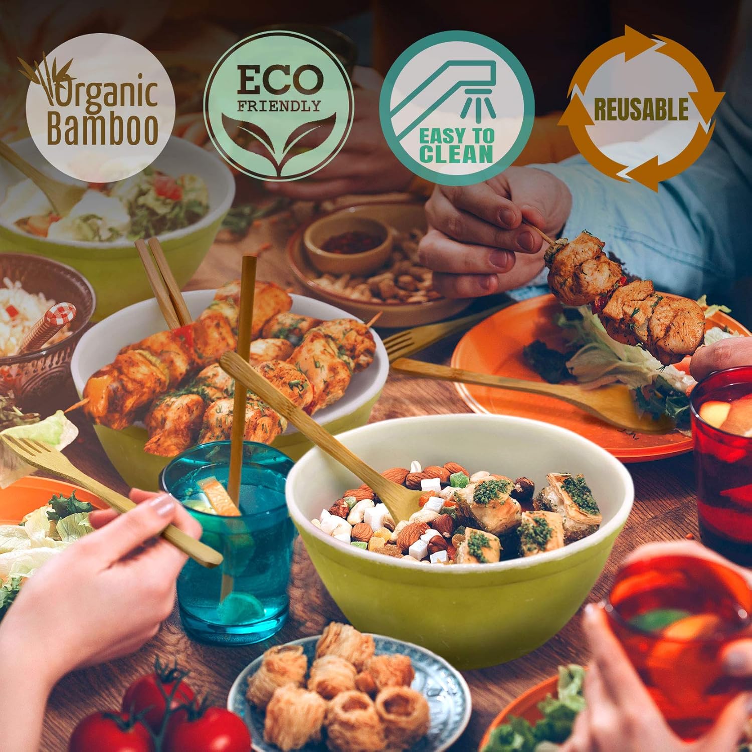 Blасk Frіdау - 60% оƒƒ 2 Pack Bamboosty Eco Friendly Bamboo Cutlery Set 6 Piece Pack of Wooden Utensils with Reusable Bamboo Spoon, Fork, Knife, Chopsticks, Bamboo Straw and Reusable Straw Cleaner For Travel and Camping