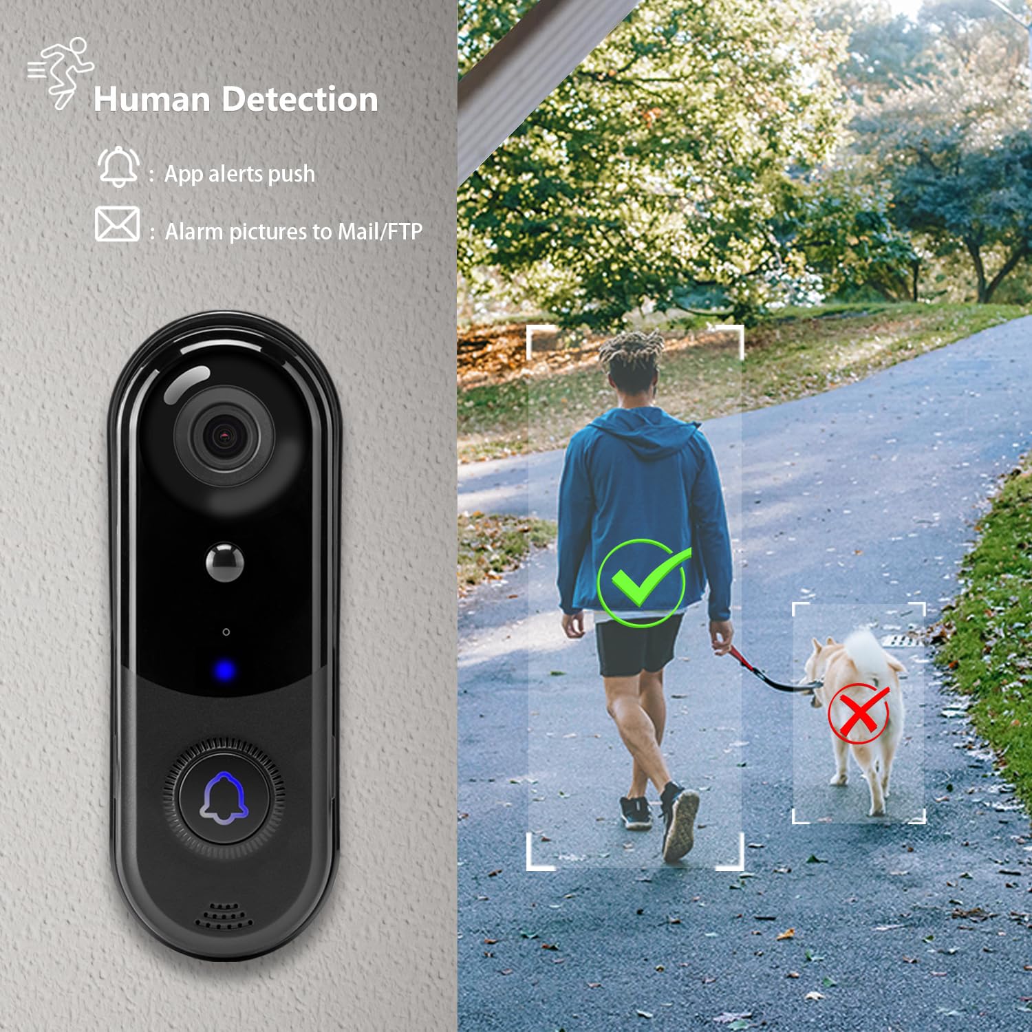 Taishixing Video Doorbell Camera Support SD Card, Wireless Doorbell Camera Outdoor, No Monthly Fee, indoor chime, 2.4G WiFi - Image 2